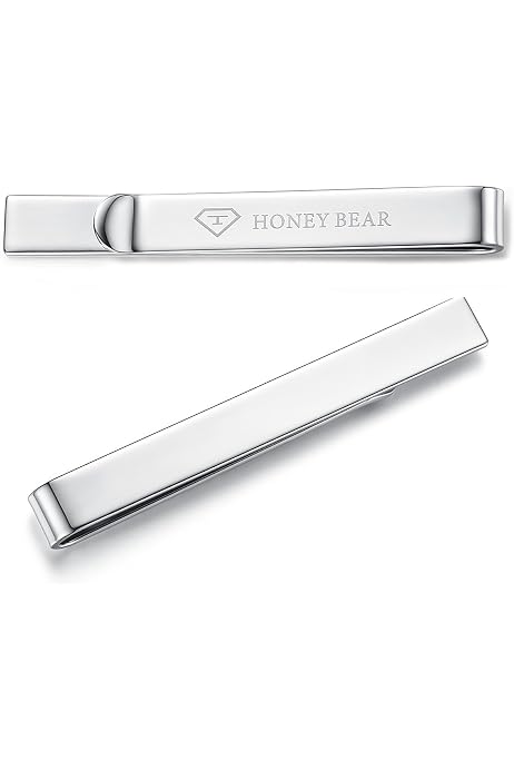 Pince à Cravate HONEY BEAR Initiale - Laiton Argenté, 4cm