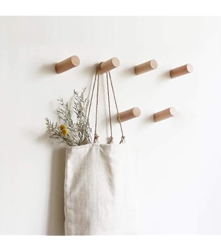 Set van 4 houten kledinghaken (beukenhout, type 1 op de foto