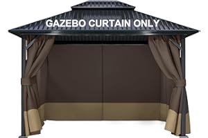 COWVIE Gazebo Replacement Curtains, 4 Panels 12 x 12 Inch Patio View Side Panels with Double Zipper, Replacement for Outdoor Gazebo Canopy (Curtain Only)