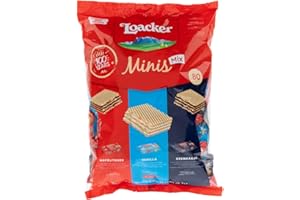 Loacker Party Pack XL, Mix di Mini Wafer Classic con Crema al Cioccolato, Nocciola e Vaniglia, 3 Varietà in 80 monoporzioni Minis, Confezione Convenienza da 800g