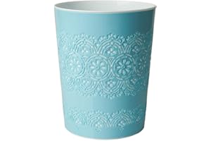 HOMION 9 Litre Flora Waste Container Basket Storage Bin for Office Room Bathroom Usage Small Paper Waste Bin Sack Leightweight Round Bin for Kitchen Home Office Toilet (Blue)