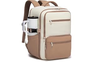 KONO Reseryggsäck kabinflygplan 40 x 30 x 20 24 L, handbagage dam herr under sätet, ryggsäck för bärbar dator 15,6" för skola fritid arbete, Beige/khaki, En storlek passar alla, Avslappnad