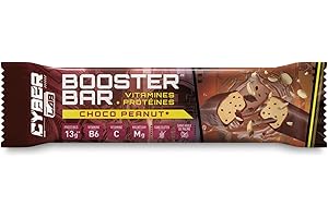 CYBERLAB Barre proteine Choco&Peanut, gourmande et faible en sucres, Riche en protéine, vitamine, magnesium, Sans huile de palme et sans gluten, CYBERLAB, Marque FR, Pour le gaming et le sport, 49g
