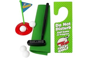 Toilet Time Potty Putter Set – Hilarious Mini Golf Game for Bathroom | Funny Gag Gift for Men, Golf Lovers & Office Parties | Toilet Game with Club, Balls, Green Mat & Flag HTUK