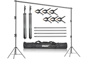 EMART Foto Hintergrund Ständer 2,8x3m, Hintergrundsystem Stabiles Belastbar bis 13,6kg mit 6 Klemmen, Background Stand für Fotostudio Greenscreen, Hintergrundkarton, Projector Screen