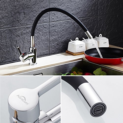 Neueste Auralum „C“ Type schwarz 360° Drehbar Wasserhahn Küchenarmatur Waschtischarmatur - 3