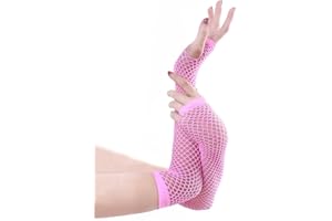 PrettyLoveHose Panja Short Net Gants Résilles Mitaines Longue Extensible (Blanc, Noir, Rouge, Vert, Violet, Jaune, Bleu, Orange, Rose, Arc-en-Ciel, Blanc Strass, Noir Strass)