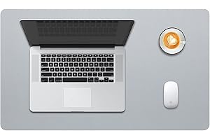 DOBAOJIA Sottomano da Ufficio, Tappetino da Tavolo, Tappetino Tastiera e Mouse, Tappetino PC Scrivania, per Casa/Ufficio, Pelle PU Impermeabile + Scamosciata Antiscivolo 60 x 35 cm (Grigio)