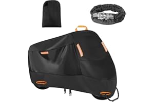 XQZMD Telo coprimoto 300D, copertura per moto da esterni, impermeabile, antipioggia, raggi UV, polvere, in tessuto Oxford, con 2 fori di bloccaggio, 4 strisce riflettenti (XL (230 x 95 x 125 cm), con