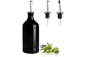 SWEEJAR HOME Sweejar Bouteille distributrice d'huile d'olive en céramique, protège l'huile pour réduire l'oxydation, de sirop de café et d'autres liquides, lot de 1.467 ml (noir)