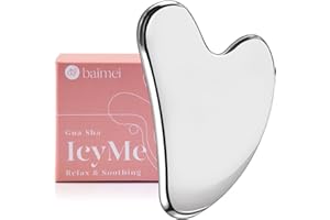 BAIMEI Gua Sha en acier inoxydable, outils faciaux Gua Sha pour le soulagement de la douleur des poches de tension, forme de la mâchoire