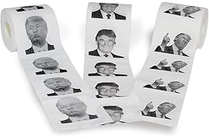 Novelty Place [3 Rollos Donald Trump Papel Higiénico 3 Dibujos Diferentes - 250 Hojas por Rollo - Sonrisa y Beso, Político Divertido, Bromas de Regalo