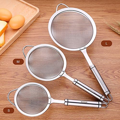Kitchen Supply Fine Mesh Stainless Steel Strainers Colander Sieve with Comfortable Handles for Kitchen Food - Sift, Strain, Drain and Rinse Noodles, Beans, Tea, Vegetables, Set of 2