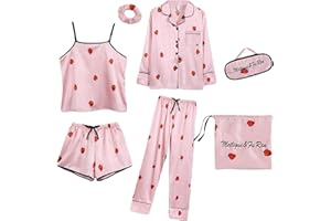 Jamron Chicas Niñas 7PCS Saten Conjunto de Pijama Tops & Pantalones Cortos Ropa de Dormir