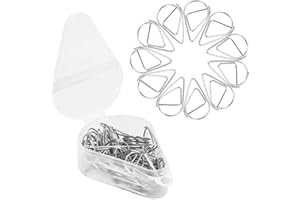 CLEMINSTA 50Pcs Graffette di Carta,Forma di Goccia d'Acqua Segnalibro Graffetta in Metallo, Piccole Fermagli per Carta,Graffette per Documenti Scuola Ufficio Forniture Libro Memo(25 * 16mm) (Argento)