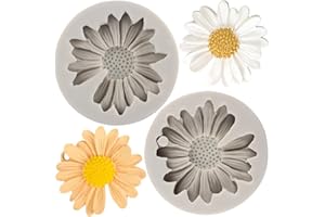 MYPRACS Set di 2 stampi in silicone a forma di margherita per decorare torte, cupcake, caramelle, argilla polimerica, cioccolato, pasta di gomma