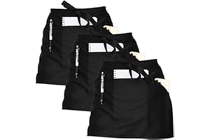 Joeji's Set di 3 Mezzo Grembiuli da Cucina - Grembiuli Unisex con Tasca per Penne Blocco Note - Grembiuli Lavabili, Impermeabili e Protettivi per Donna Uomo - Nero