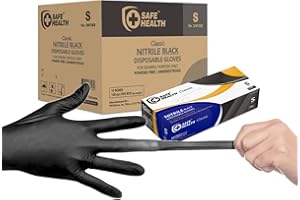 Safe Health Gants jetables industriels noirs en nitrile-Petit | 3,5 mil caisse de 1000 | Sans poudre-Sans latex | Tatouage-Salon de beauté-Coiffeur Nail Studio-Réparation automobile