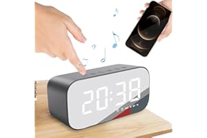 Rianpesn Altavoz Inteligente con Reloj,Reloj Alarma Dual Incorporado Carga rápida - Volumen Ajustable, Radio FM, Temporizador sueño para Dormitorio, Oficina
