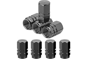 QISF 8 PCS Tire Valve Stem Caps | Aluminum Tire Valve Cap with Rubber Ring | Tyre Dust Caps | Universal Tire Stem Dust Covers Replacement for Cars Bicycle Trucks Motorcycles | Black