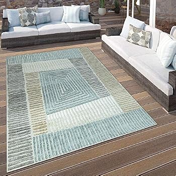 Amazon De Paco Home In Outdoor Terrassen Teppich Geometrisches