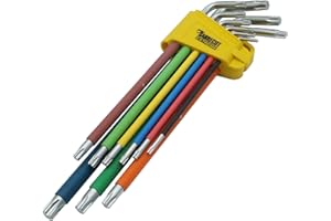 SabreCut 9-teiliger SCTX009S Soft Grip Extra langer Torx-Schlüsselsatz mit Farbcodierung â€“ GröÃŸen T10â€“T50