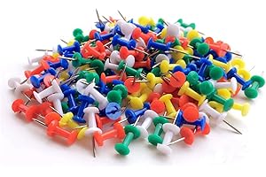 GHEART Puntine da Disegno, Multicolori Decorative Puntine, Puntina da Disegno con Testa in Plastica, Puntine Chiodini da Mappa per Bacheca di Sughero (100 Pezzi)