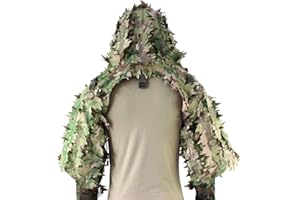 ROCOTACTICAL Sniper Ghillie Viper Hood mit 3D Laser Cut Leaves, Tactical Ghillie Suit Foundation für Wargame Jagd Airsoft Sniper Coat CP Multicam/Woodland