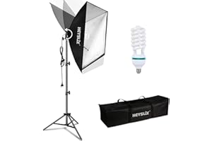 Heysliy Softbox Photography Lighting Kit 50x70cm, Studio Light with 150W 5500K Daylight Bulb & E27 Socket, Softbox Lighting Kit for Fashion Portrait, Product Photography, Video Shooting, Live Stream
