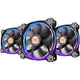Thermaltake CL-F042-PL12SW-B Ventole Case, Pacco da 3 Pezzi Ring, LED 256 Colori, 120 mm e Smart Ctrl, Multicolore