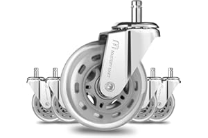 Mastery Mart Bürostuhl Rollen, 5er Set, 11mm X 22mm Hartbodenrollen, Passend Für 98% Aller Stuhlrollen, Nicht Für 1KEA, Silber