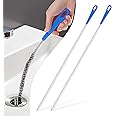 Redamancy 2 PCS Sink Unblocker Cleaning Brush, 60 cm Sink Unblocker Brush, Drain Unblocker Set, Plughole Unblocker, Bathroom Pipe Unblocker, Hair Cleaner for Toilet Bathroom Kitchen Sewer