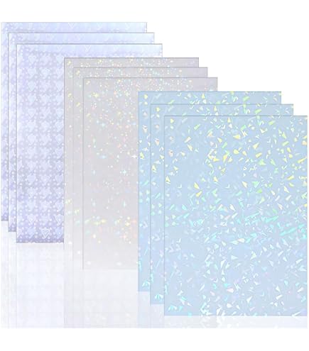 36 Feuilles Papier Autocollant Holographique A4 Transparent - Vinyle Holographique Auto-Adhésif Étanche 11.7x8.3 Pouces