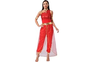 iiniim Damen Bauchtanz Kostüm Bauchtänzerin Orientalische Indische Verkleidung Halloween Karneval Fasching Party Tanzkleidung