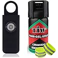 Personal Alarm GENERISE Self Defence Keychain Panic Alarm for Women, Men, Kids with LOUD 125db Siren and 200-Lumen Strobing LED Light PLUS Farb Gel Self Defence Spray & Hi Vis Bands