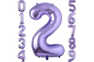 IEFOAH Giant Purple 2 Balloon, 40 inch Number 2 Balloon for Girls Boys Birthday Decoration, Large Helium Foil Balloons Decoration for Women Birthday Party, Wedding, Anniversary, Graduation (Purple, Number 2)