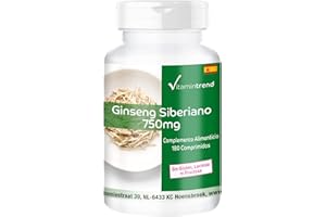 Ginseng Siberiano 750 mg – vegano y natural – 180 pastillas de Ginseng | Vitamintrend®