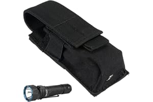 AOEVUIR Cinturone Porta Torcia Fondina e Borsa Nera per Caccia Campeggio ed Escursionismo Cinturone Tattico Militare Estremamente Versatile