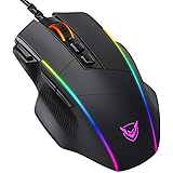 Gaming Mouse, PICTEK Programmable Mouse with Side Buttons, Adjustable RGB Lighting Modes and DPI Levels, Ergonomic Gaming Mic