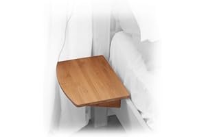 Woodquail Bamboo Clip on Hanging Shelf, Small Bedside Table (Clips 26mm, Natural)
