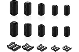 TUSERXLN Clip-on Ferrite Ring Core, 15Pcs Anti-interference High-frequency Ferrite Core, Noise Suppressor Cable Clip with 3.5mm 5mm 7mm 9mm 13.5mm Inner Diameter for USB Data Speaker Cable