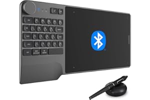HUION Grafiktablett Inspiroy Keydial KD200 Bluetooth 5.0 8,9 x 5,6 Zoll Stifttablett kombiniert mit Einer Tastatur und einem Wählcontroller, geeignet für Anfänger und professionelle Designer