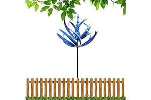 HADAVAKA Moulin à Vent D'extérieur, Sculptures éoliennes, Moulin à Vent Dynamique 3D, avec Piquet De Jardin en Métal, Jardinage Plug Moulin à Vent Décoratif pour La Cour, Le Jardin, Extérieur. (Blue)