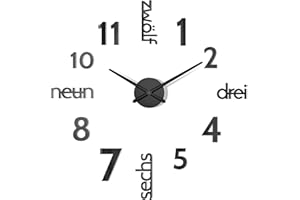 Cander Berlin MNU 0180 S XXL 3D Schwarze Riesen Designer Wanduhr Wohnzimmer Dekoration Wandtatoo mit deutschem Zifferblatt aus Acryl