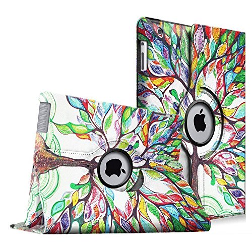 Fintie Apple iPad 2 / iPad 3 / iPad 4 Retina Hülle Case Schutzhülle Etui Tasche - 360 Grad Rotierend Stand Smart Cover mit Auto Schlaf / Wach Funktion, Liebesbaum