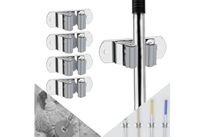 CWOVRS Broom Holder Wall Mounted, 4PCS Mop Broom Holder Stainless Steel, Heavy Duty Garage Tool Hanger Mop Broom Storage Rack Mop Holders for Kitchen Bathroom Garden Laundry Closet etc.
