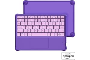 FINTIE Made For Amazon Kids Wireless Bluetooth Keyboard | Purple, for Fire HD 10 Kids and Kids Pro tablets