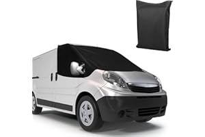 SOEKODU External Thermal Windscreen Cover Compatible With Renault Trafic Vauxhall Vivaro 2001-2014, Luxury Front Windscreen Wrap Sunshades 100% Black Out, Block UV Rays Car Windshield