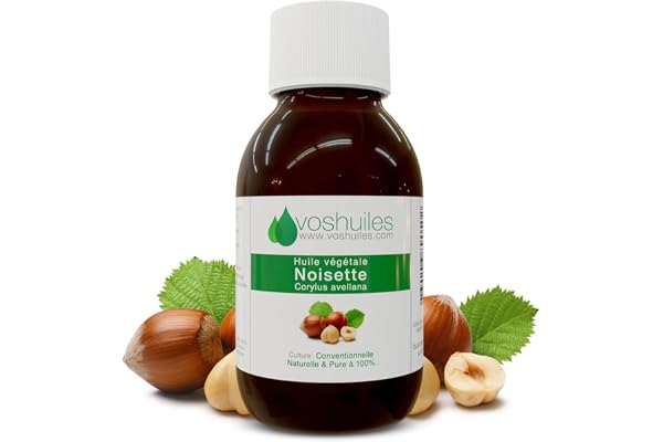 VOSHUILES - Huile Alimentaire Noisette - Huile Végétale de Noisette Pure et Naturelle pour Cuisine - Soins de la Peau et Cheveux - Hydratante - 100ml