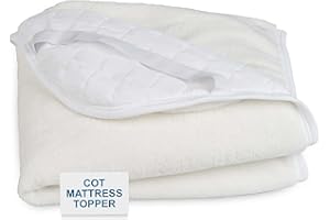 PROHEEDER Cot Bed Mattress Topper Protector in Cosy Fleece for Extra Comfort and Warmth - 140 x 70 cm - Reverse Side in Quality Quilting with Corner Straps - Made in Portugal